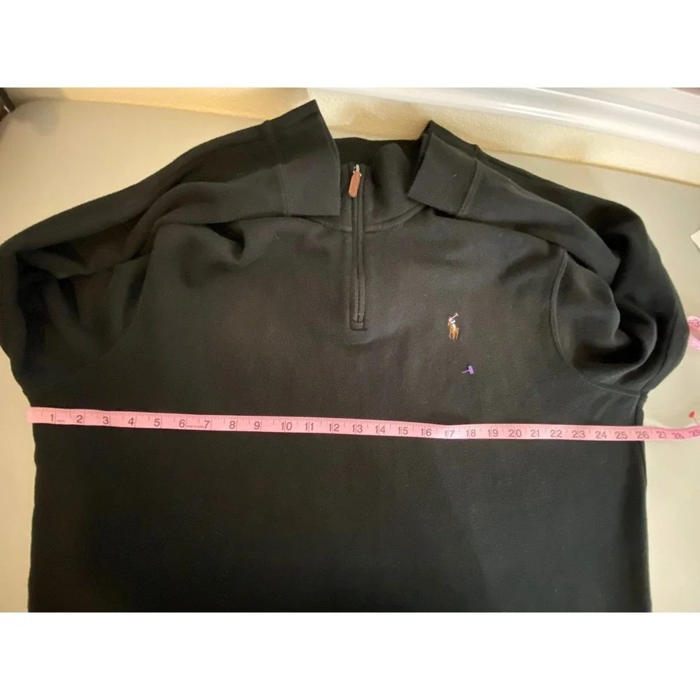 Polo Ralph Lauren Mens XL Black Estate Rib Quarter Zip Pullover Preppy Classic